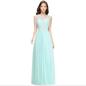 Mint Green Lace Chiffon Dress
